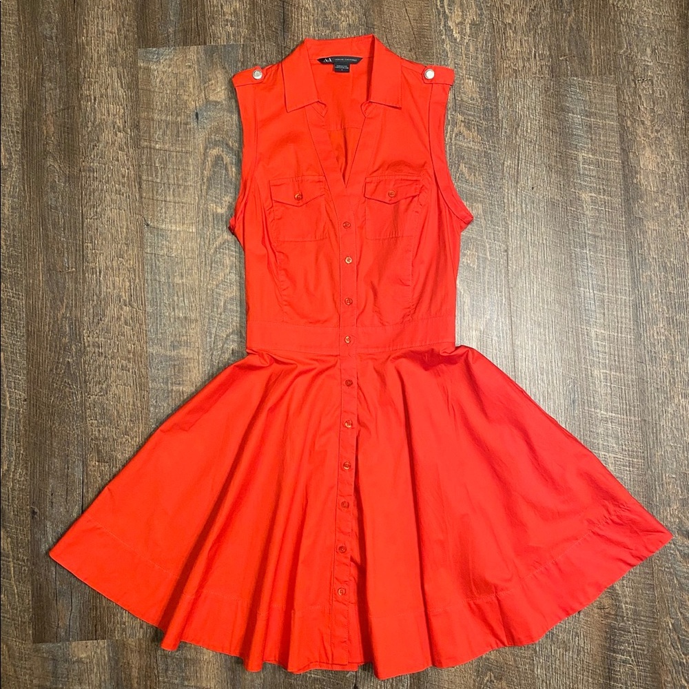 Sleeveless fit and flare button down dress